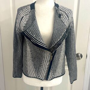 Papillon Knit Asymmetric Zip Cropped Cardigan Sweater Sz S